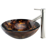 Bathroom Tempered Glass Vessel Sink with Unique