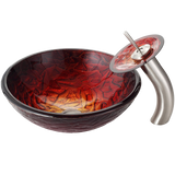 Kraus C-GV-393-9mm-0ORB Nix Glass Vessel Sink and Waterfall Faucet