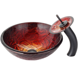 Kraus C-GV-393-9mm-0ORB Nix Glass Vessel Sink and Waterfall Faucet