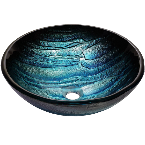 Kraus Ladon Glass Vessel Sink and Waterfall Faucet Satin Nickel