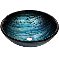 Kraus Ladon Glass Vessel Sink and Waterfall Faucet Satin Nickel