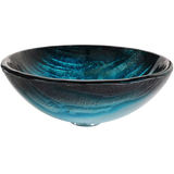 Kraus Ladon Glass Vessel Sink and Waterfall Faucet Satin Nickel