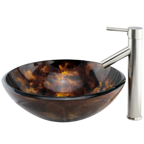 Bathroom Tempered Glass Vessel Sink with Unique